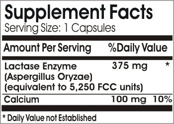 Naturetition additive free lactase enzyme two hundred capsules packaging label details.