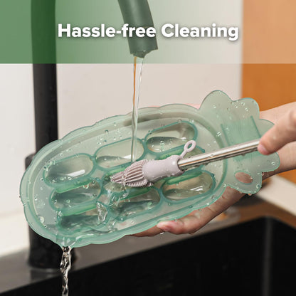 Pea green silicone nibble tray for self-feeding babies