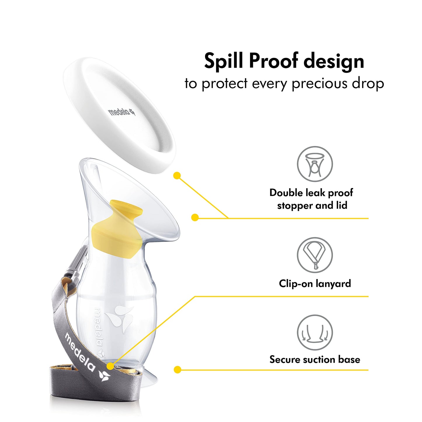 Close up of the Medela breast milk collector leak proof stopper