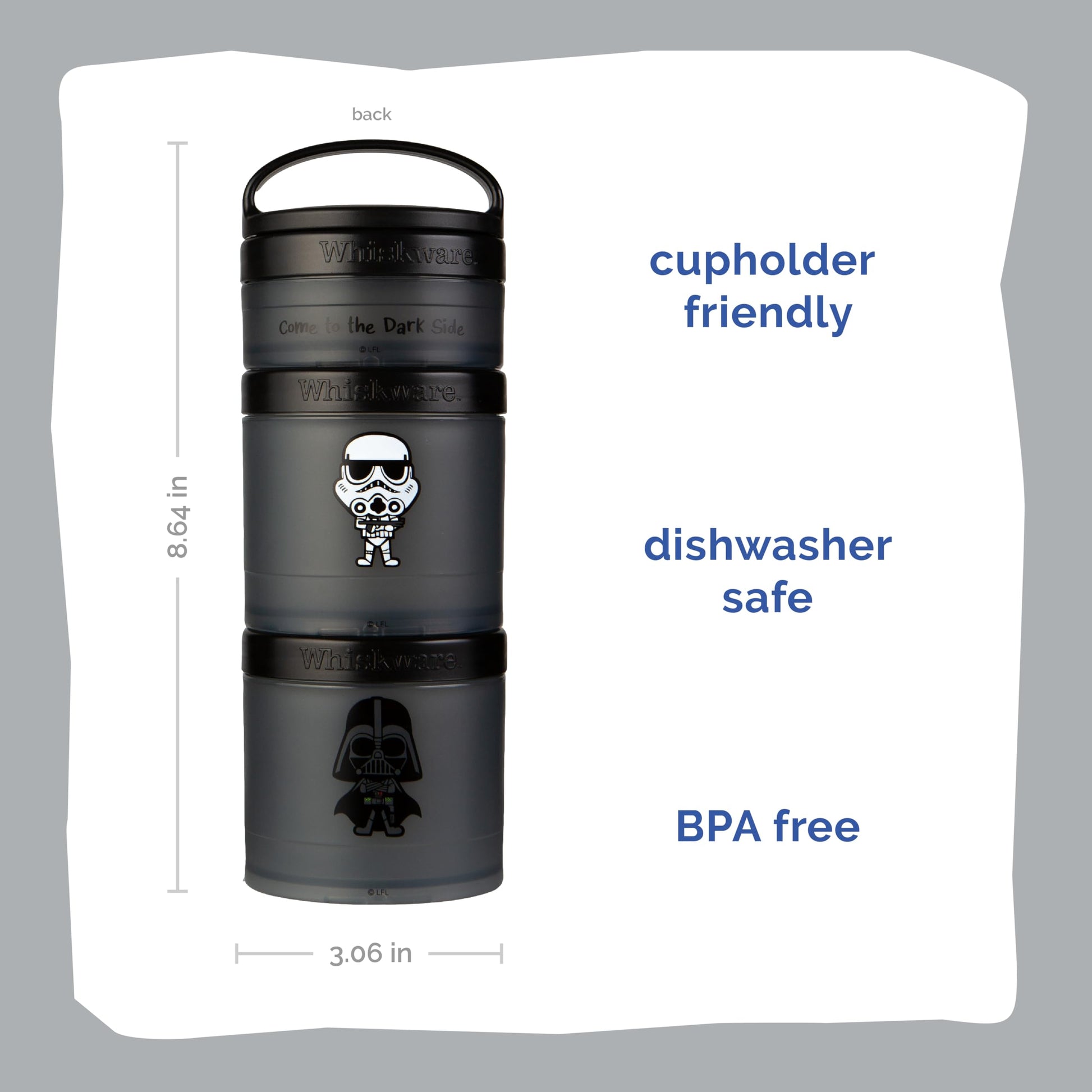 Whiskware Star Wars snack containers showing Twist and Lock system