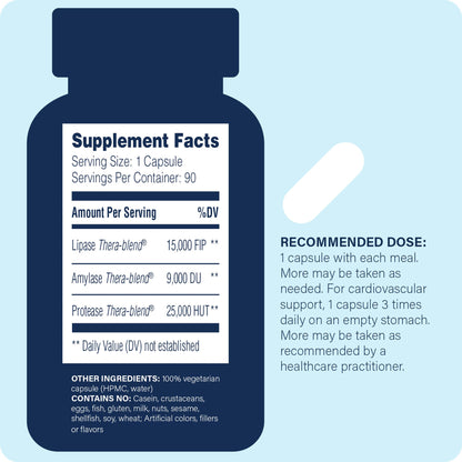 Enzyme Science Lypo Optimize supplement facts panel showing high potency lipase blend details.