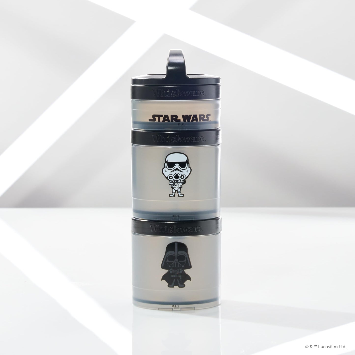 Three separate Whiskware snack jars featuring Star Wars characters