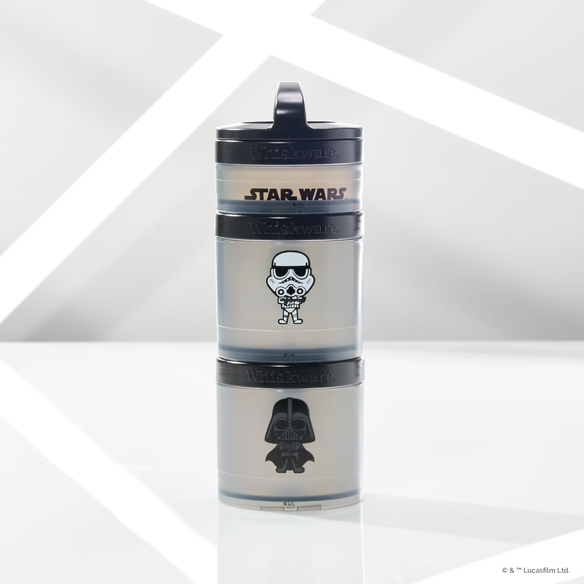 Three separate Whiskware snack jars featuring Star Wars characters