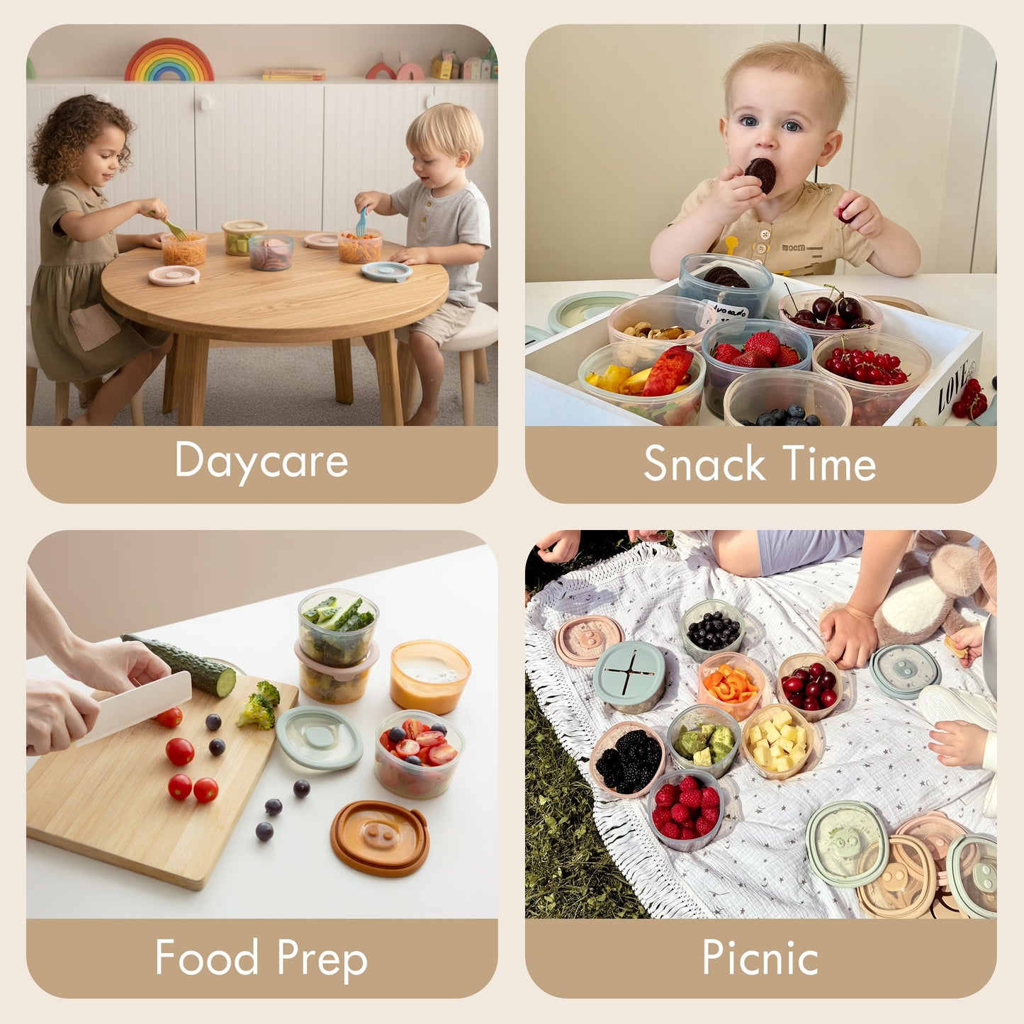 Moonkie baby food container set with airtight lids