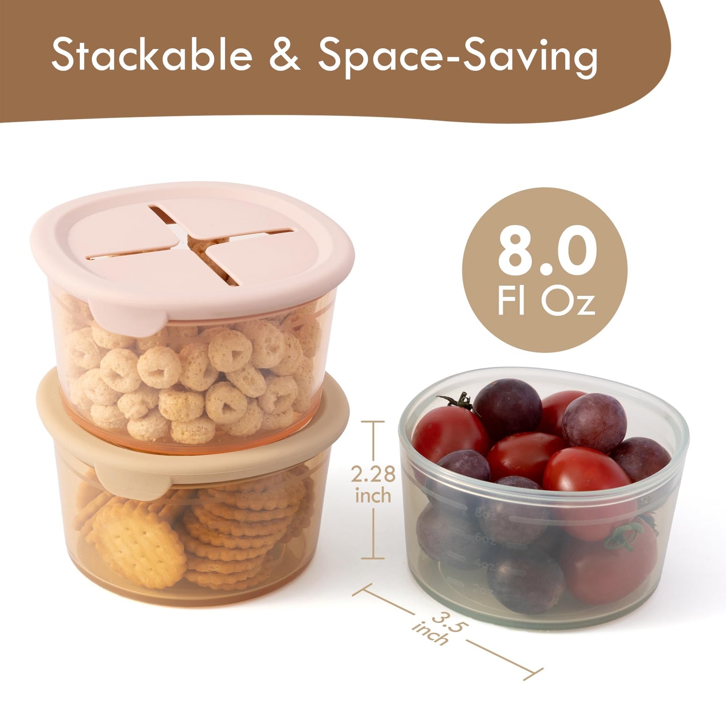 Moonkie silicone jars with snack lid for toddlers