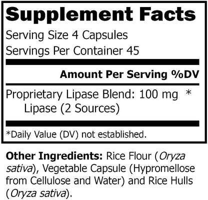 R-Garden Lipase Formula unflavored dietary supplement packaging details
