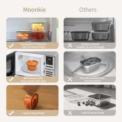 Moonkie 6 pack silicone food storage containers