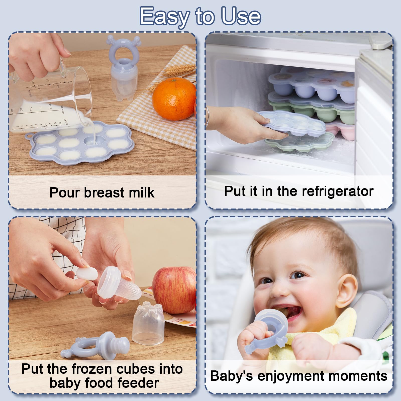 KingKam silicone freezer tray for baby food storage