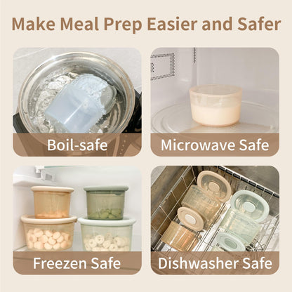 Moonkie leakproof silicone jars in a lunch bag