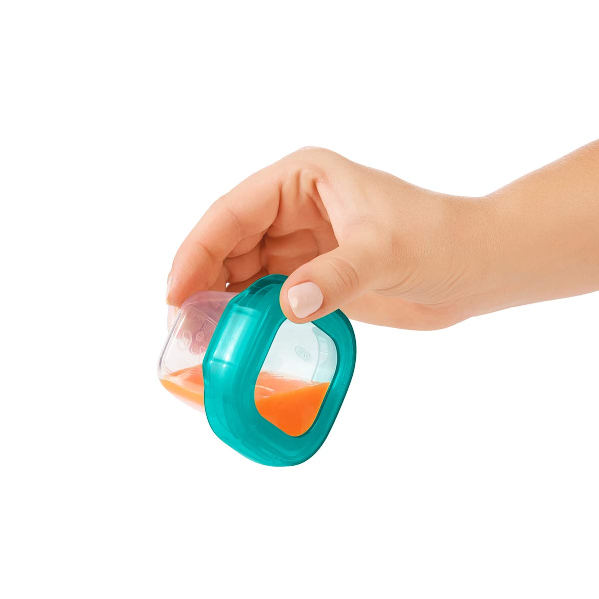 Side profile of Oxo Tot Baby Blocks with measurement markings