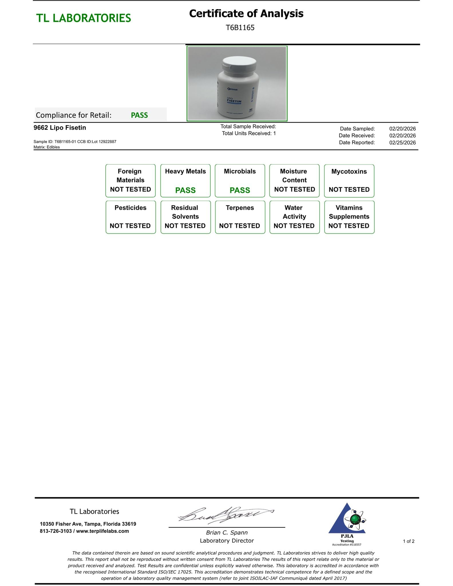 Top view of Renue By Science LIPO Fisetin premium packaging for healthy aging support.