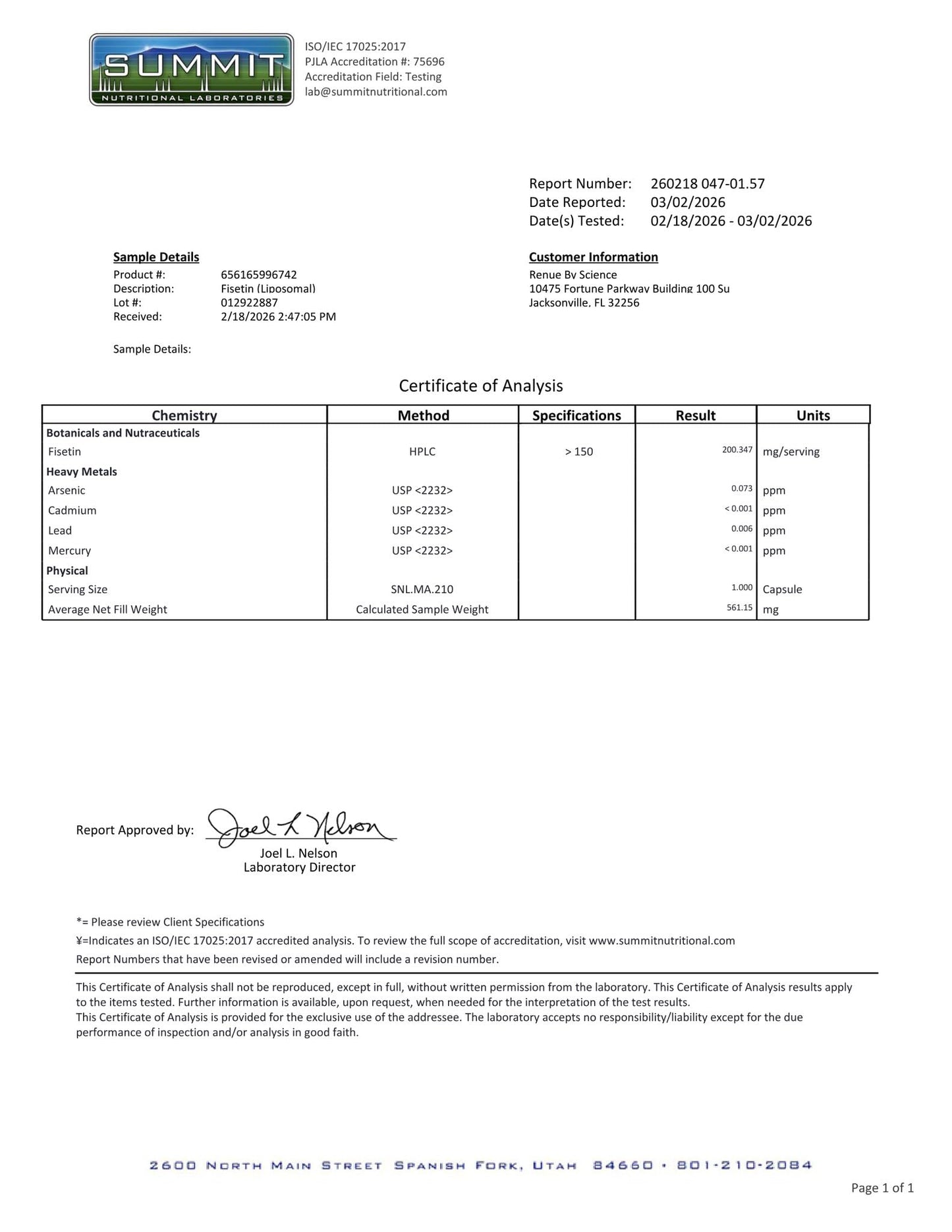 Authentic USA imported liposomal fisetin supplement showing full bottle product dimensions and seals.