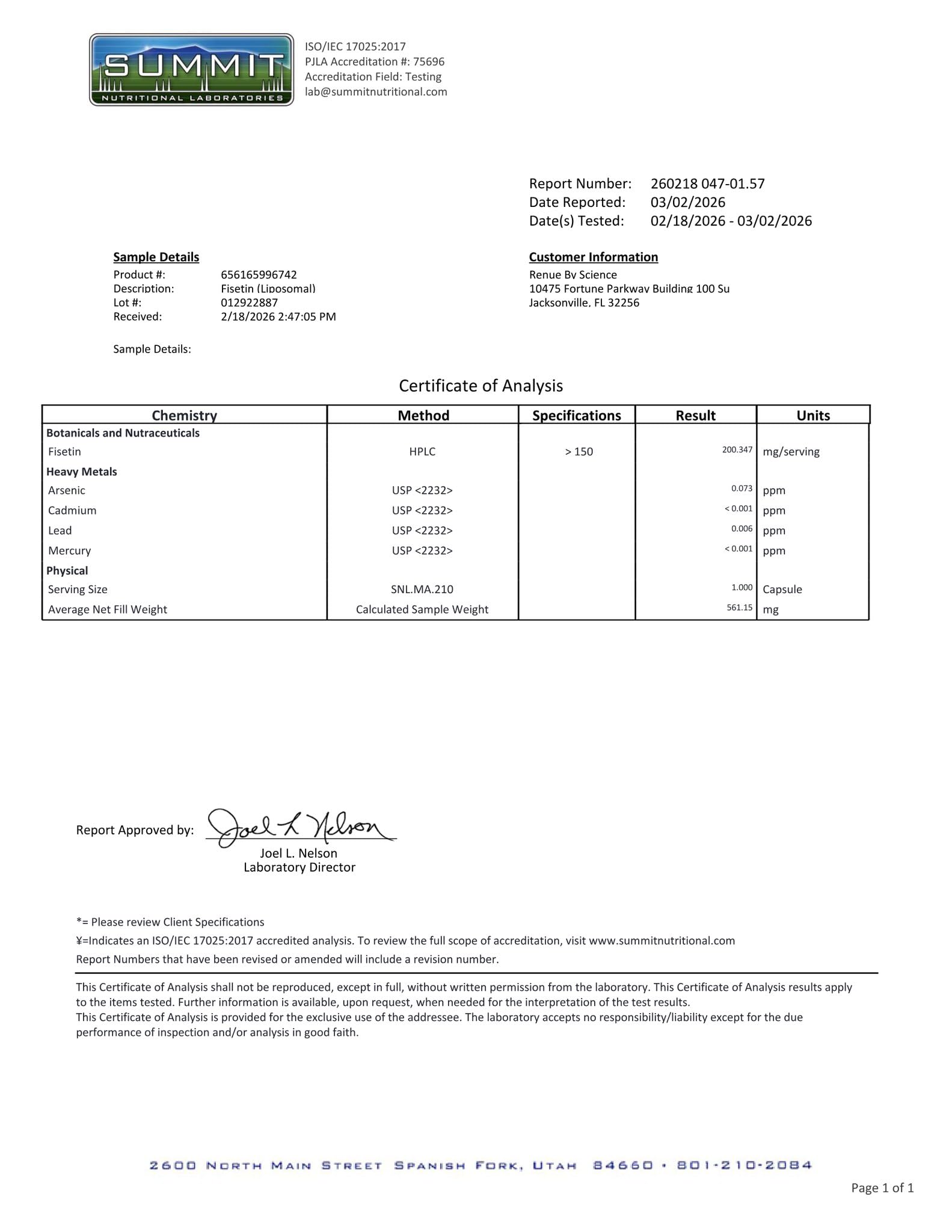 Authentic USA imported liposomal fisetin supplement showing full bottle product dimensions and seals.