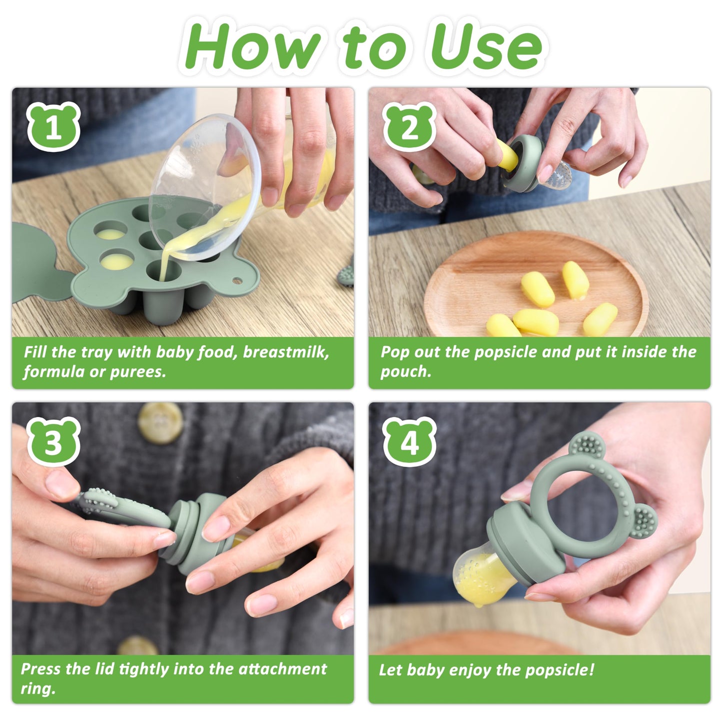 Top view of silicone freezer tray for baby food