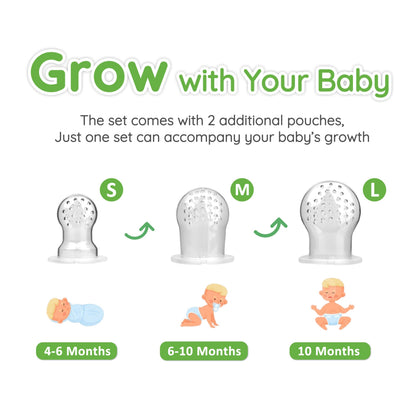 Baby holding LittlesJoy silicone fruit feeder comfortably