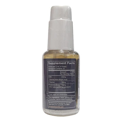 Quicksilver Scientific liquid GABA stress relief supplement packaging close up showing ingredients list