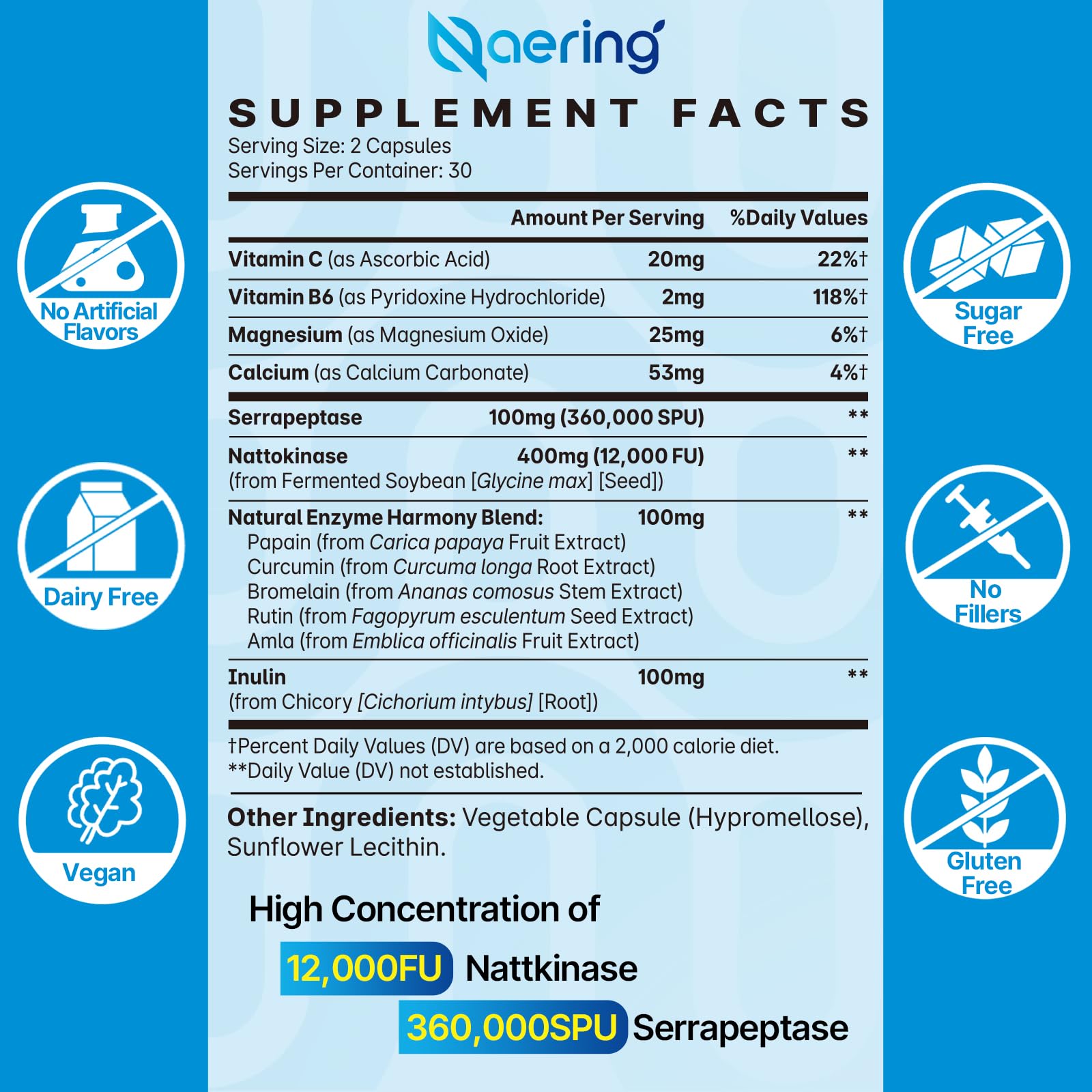 Naering 2 pack enzyme supplement capsules demonstrating liposomal and microbeadlet delivery technology.