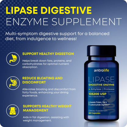 Antrolife 135200 USP multi enzyme capsules dietary facts side view