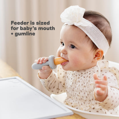 Top view of ezpz gumline feeder sage handle
