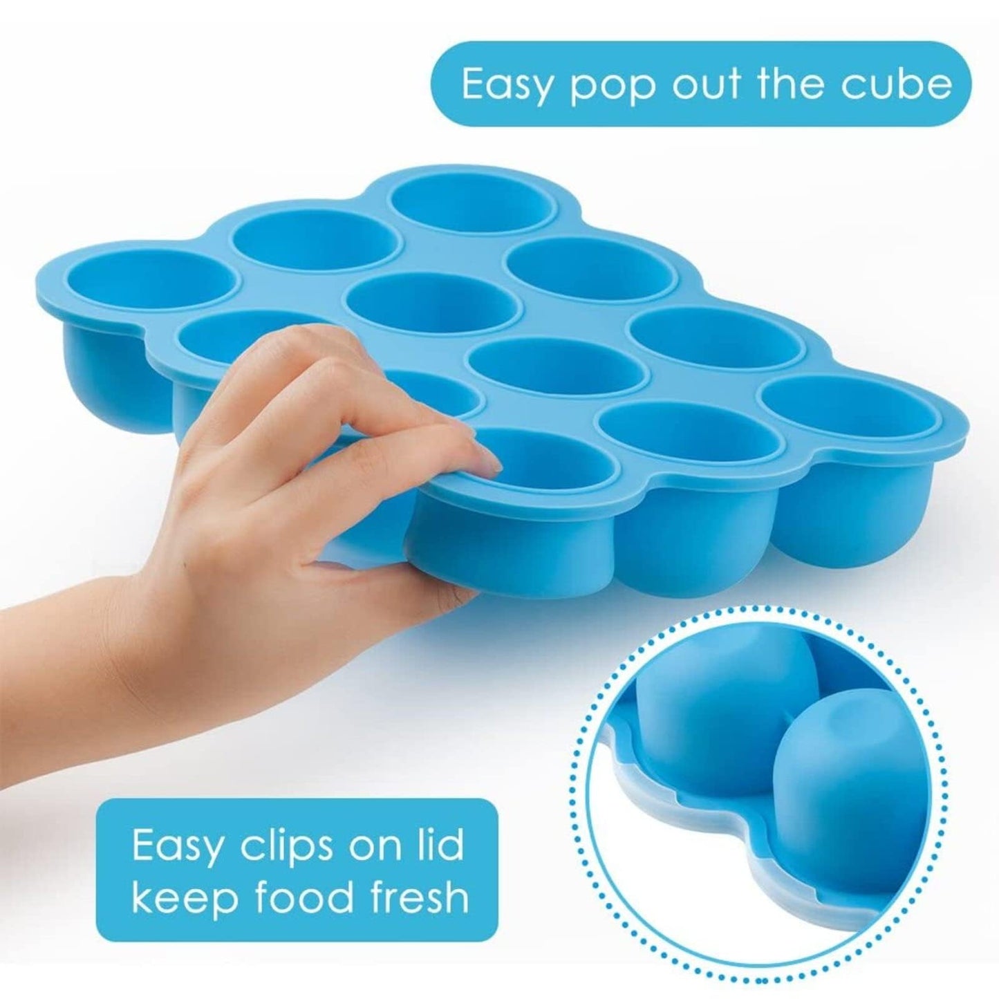 Top down view of Samuelworld baby food storage tray filled with food