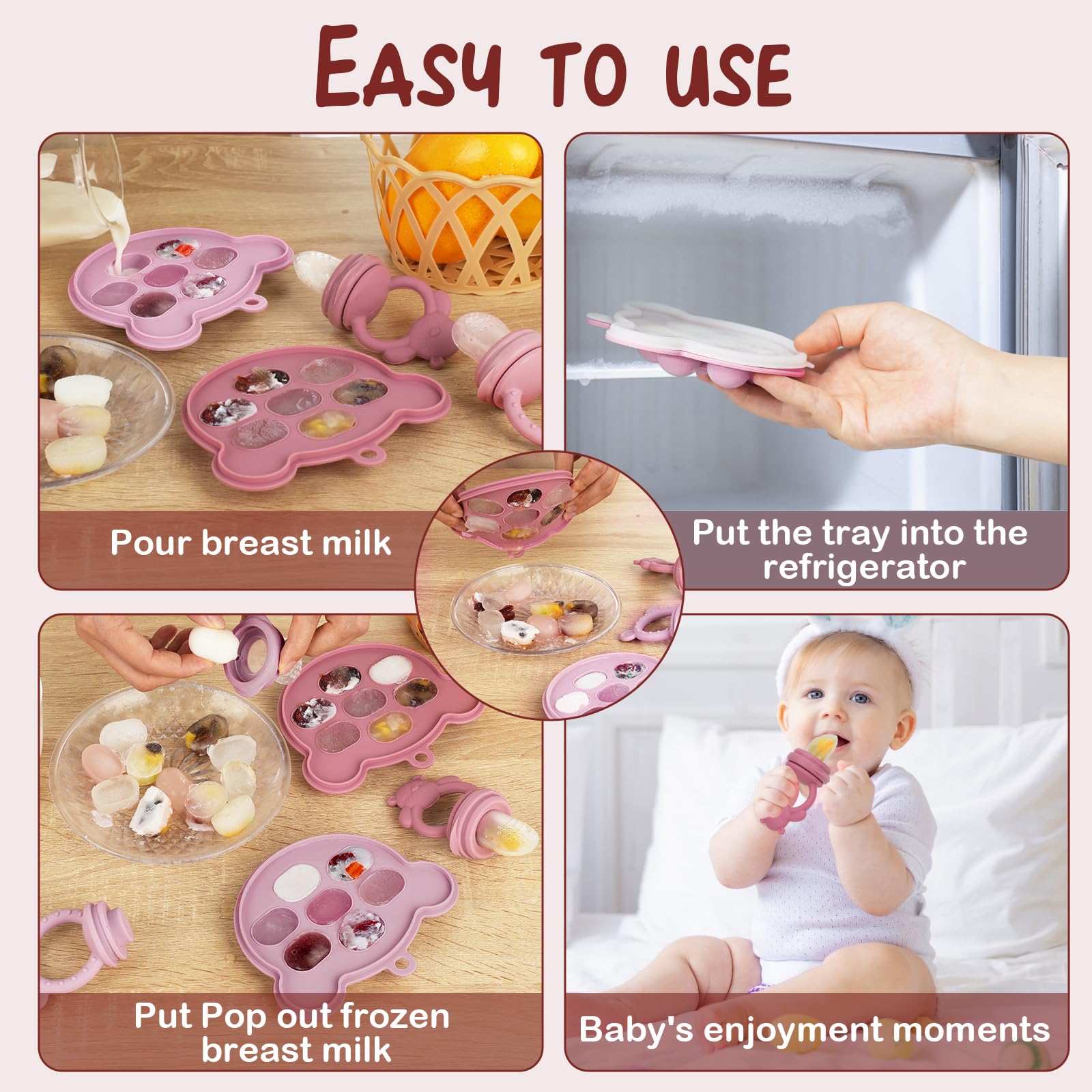 Components of Wajiayon infant food storage and feeder kit