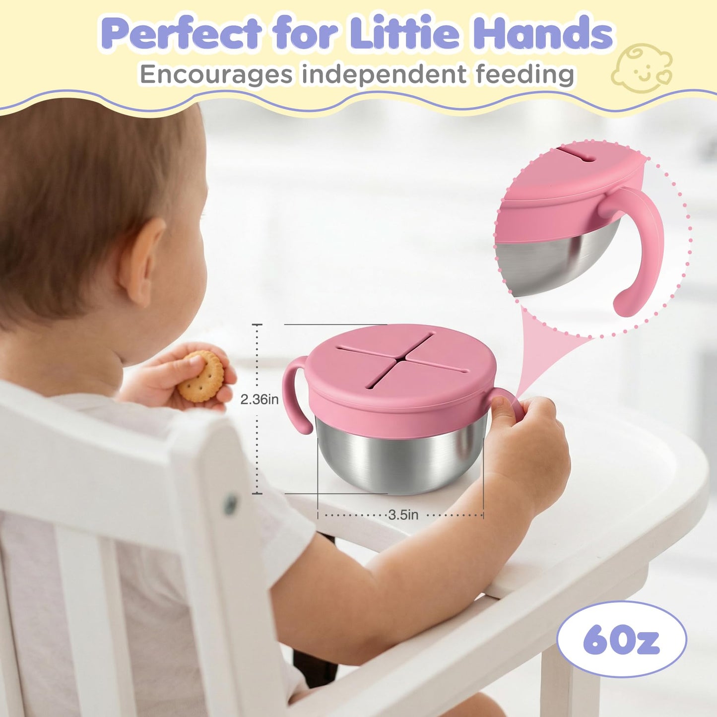 Theoni spill proof snack bowl with travel lid