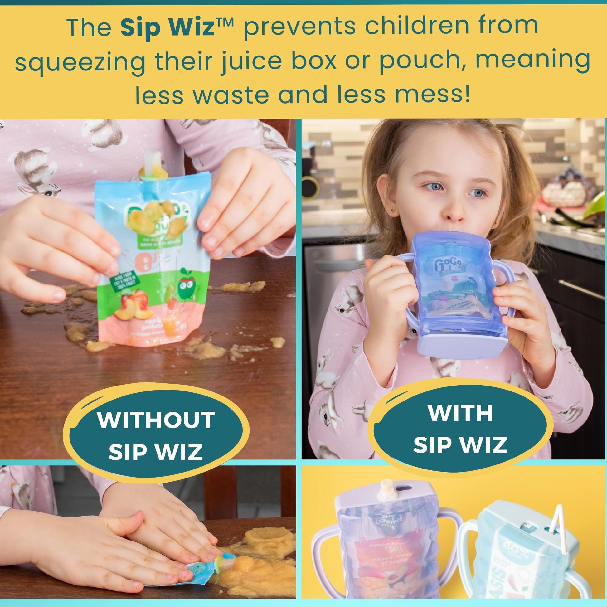 Dinneractive Sip Wiz toddler juice box holder side profile