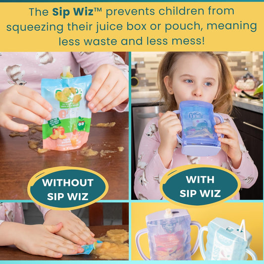 Dinneractive Sip Wiz toddler juice box holder side profile