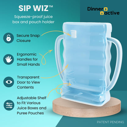 Dinneractive Sip Wiz anti-squeeze pouch holder with food packet