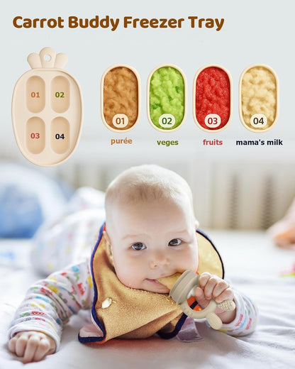 Close up of ChooKaChoo push pop baby food feeder silicone pouch