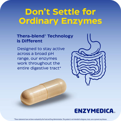 Enzymedica maximum strength digestive aid bottle showing clean ingredient certifications