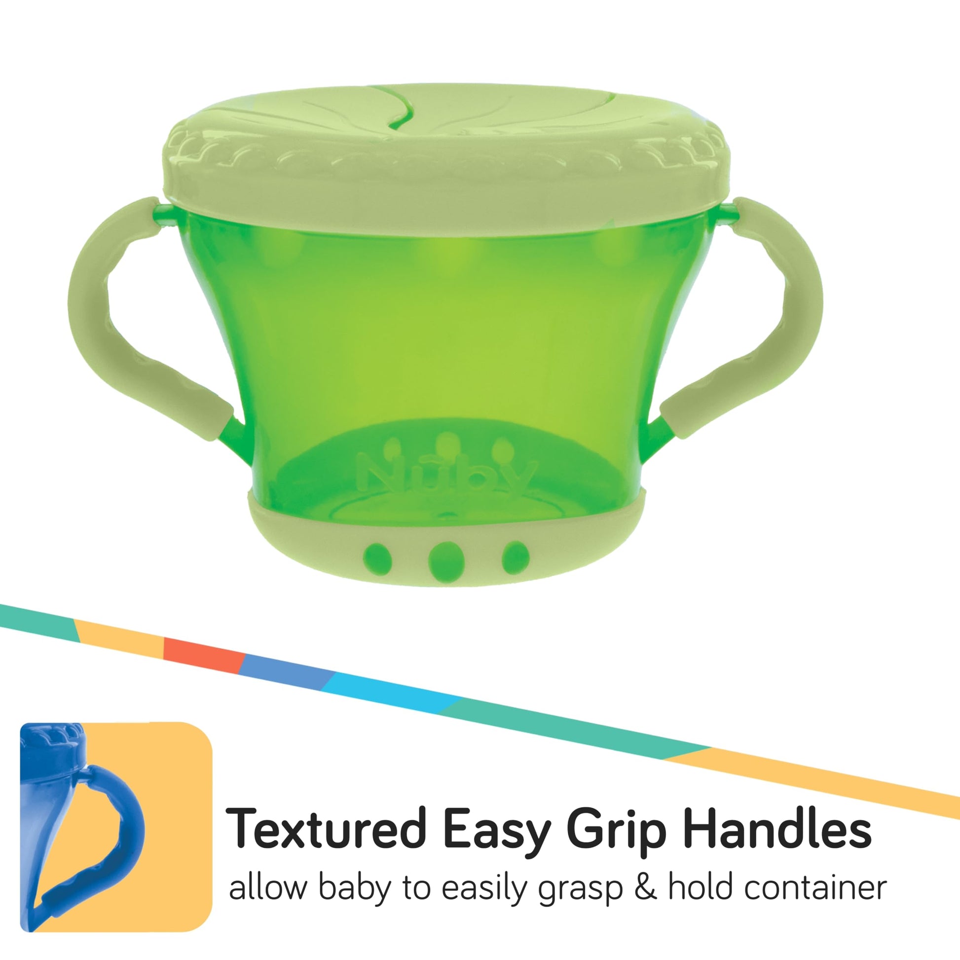 Nuby snack keepers showing the scratch-resistant protective bottom