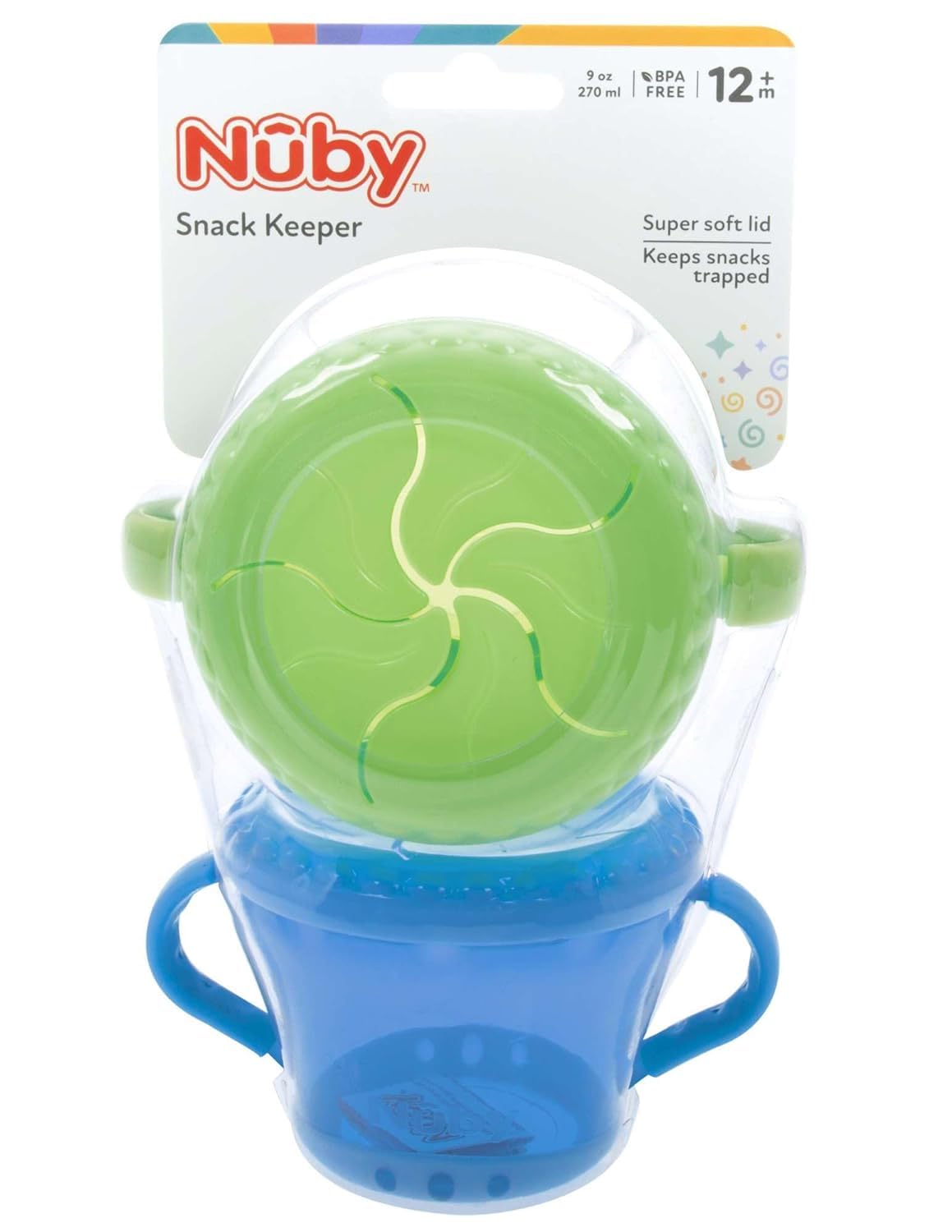 Two Nuby snack containers stacked for storage