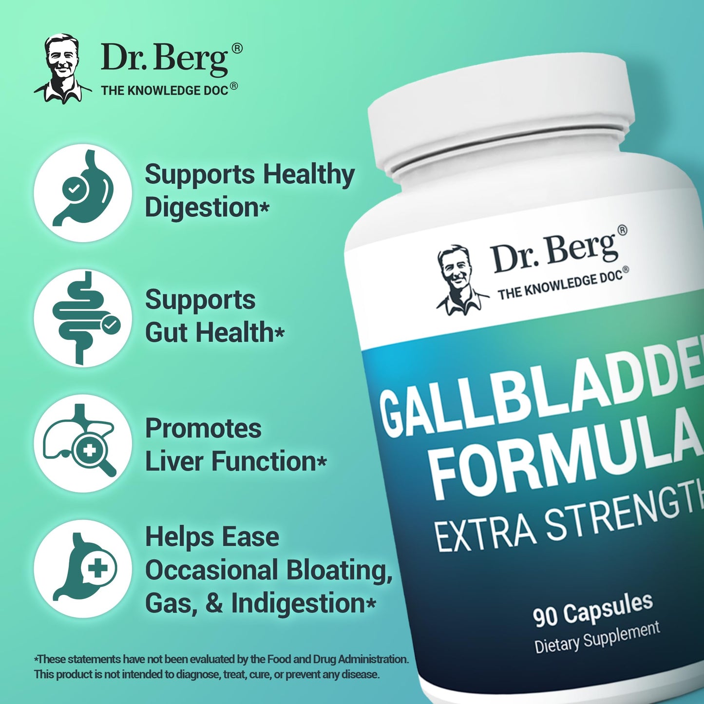Dista-USA Dr. Berg Gallbladder Formula 90 capsules packaging showing ingredients and usage directions