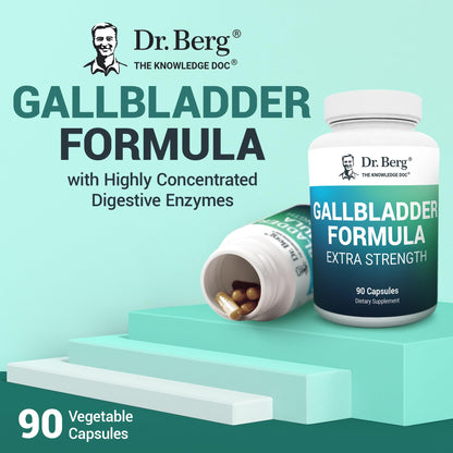 Dr. Berg authentic imported gallbladder health supplement bottle angled view
