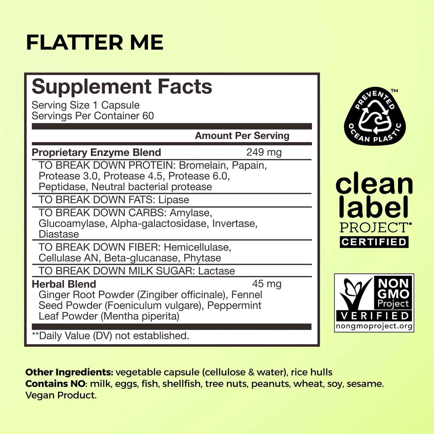 HUM Nutrition Flatter Me supplement packaging box displaying ingredients list