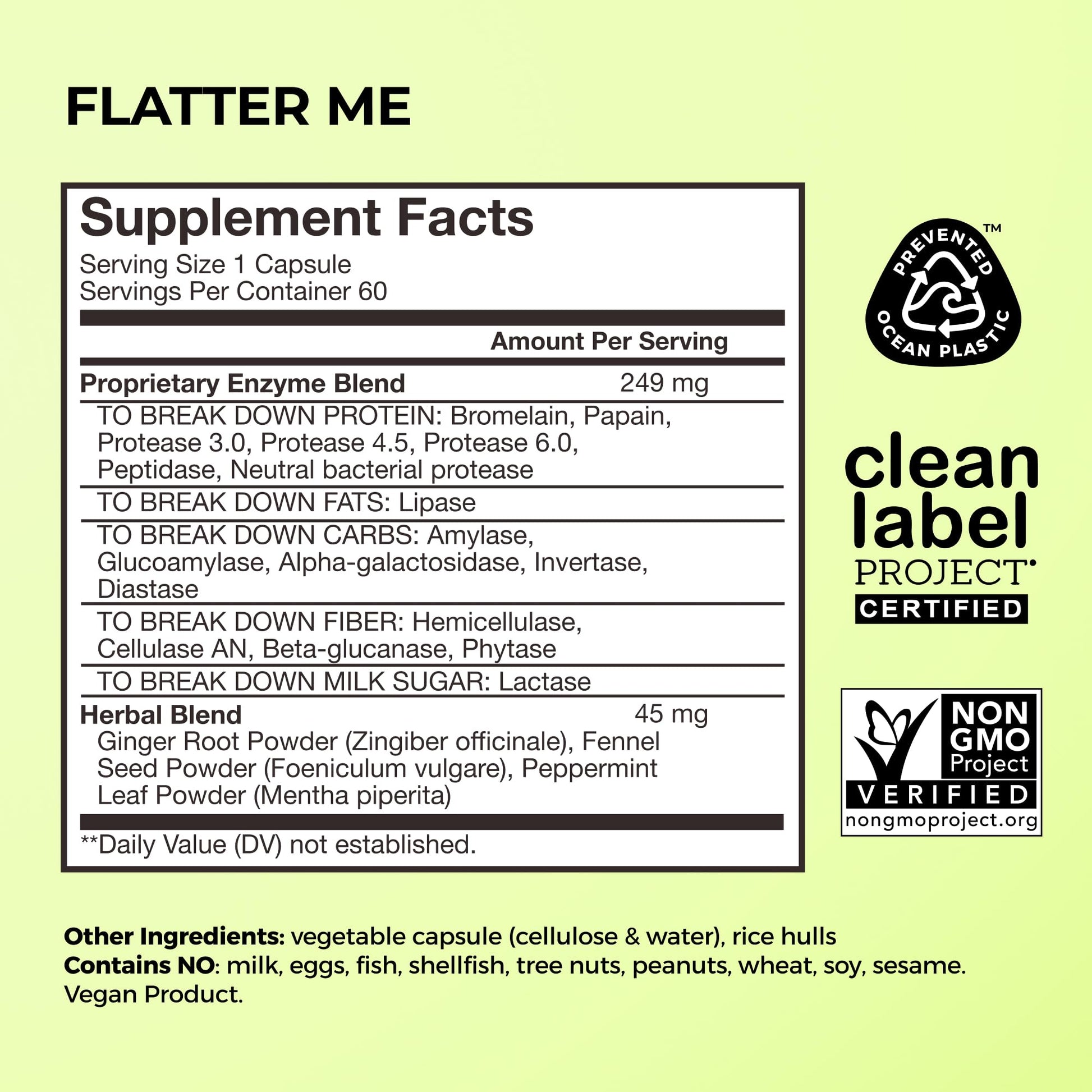 HUM Nutrition Flatter Me supplement packaging box displaying ingredients list