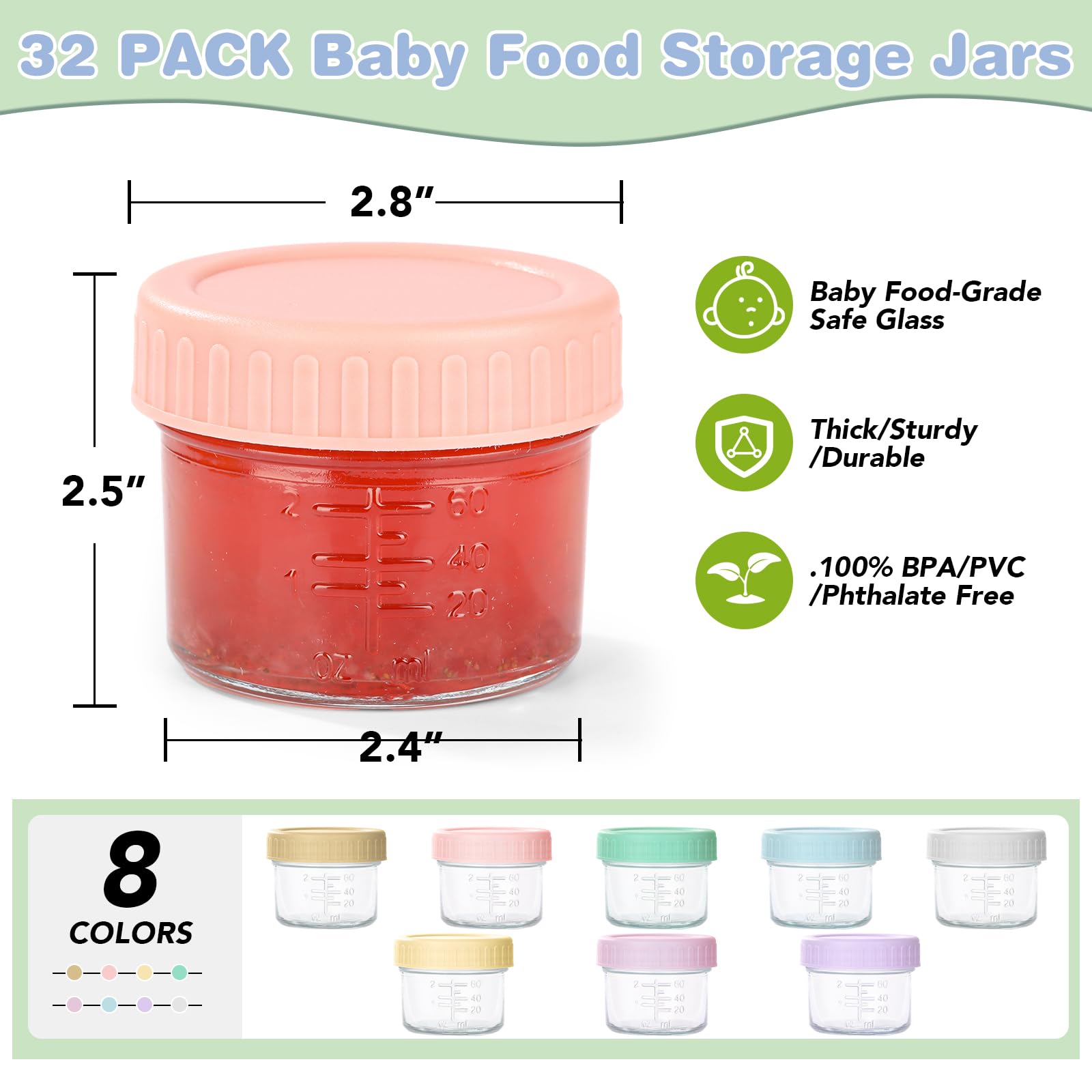 4 fluid ounce glass jars for homemade baby puree storage