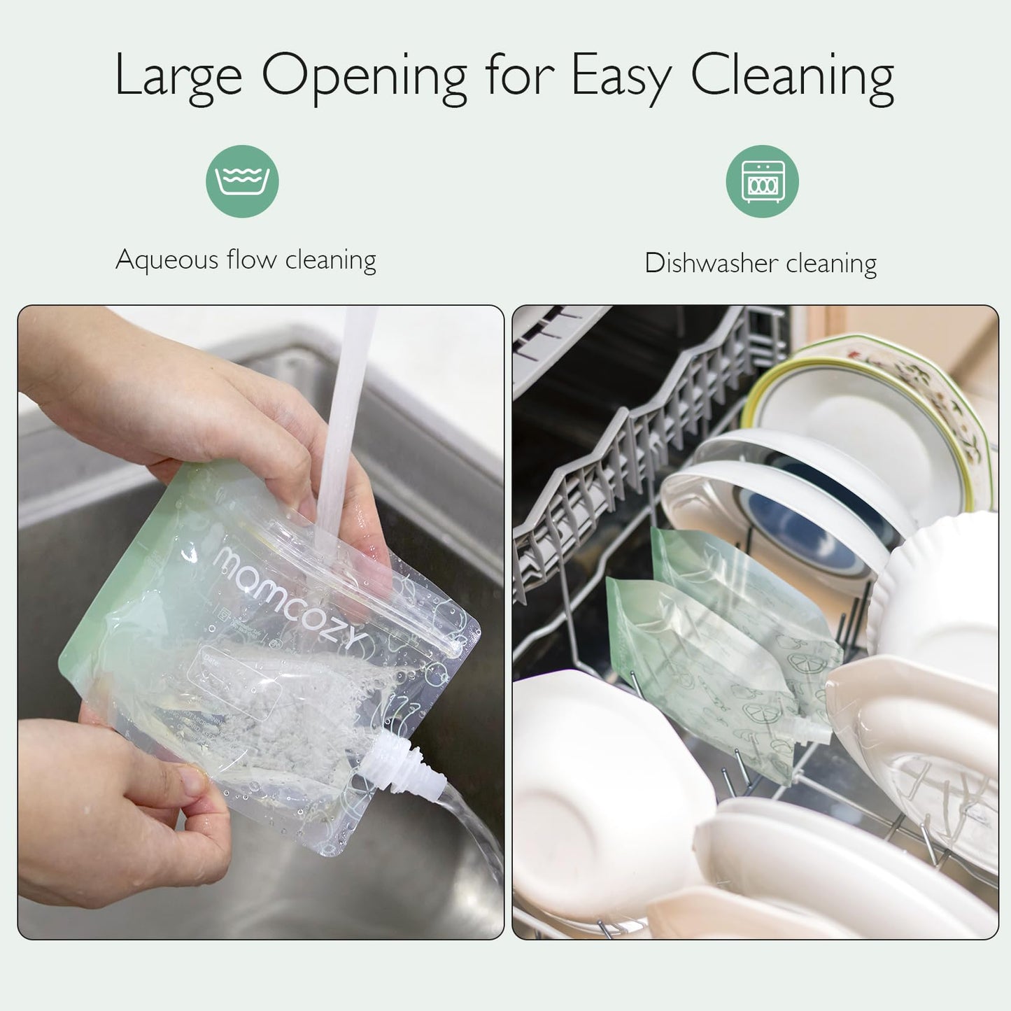 Instructions for cleaning Momcozy reusable food pouches