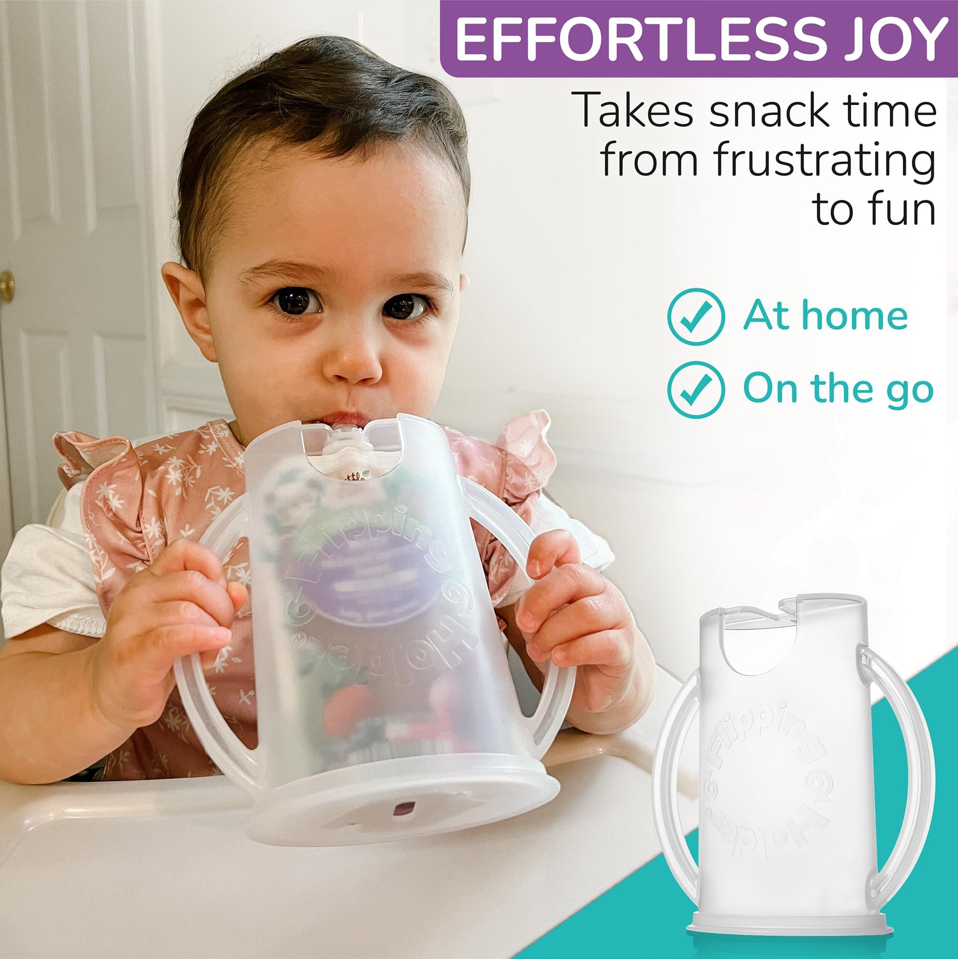 Flipping Holder showing the open bottom design for parent assistance