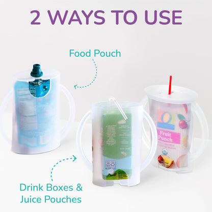 Toddler self feeding with Flipping Holder food pouch accessory