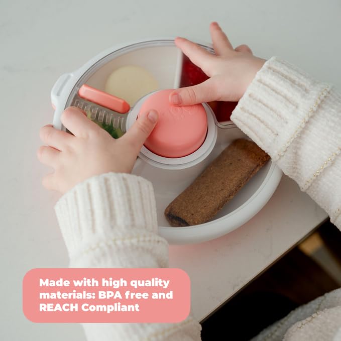 GoBe Kids snack spinner with sticker sheet and lid details