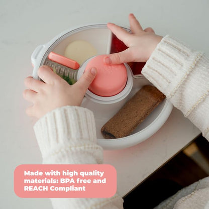GoBe Kids snack spinner with sticker sheet and lid details