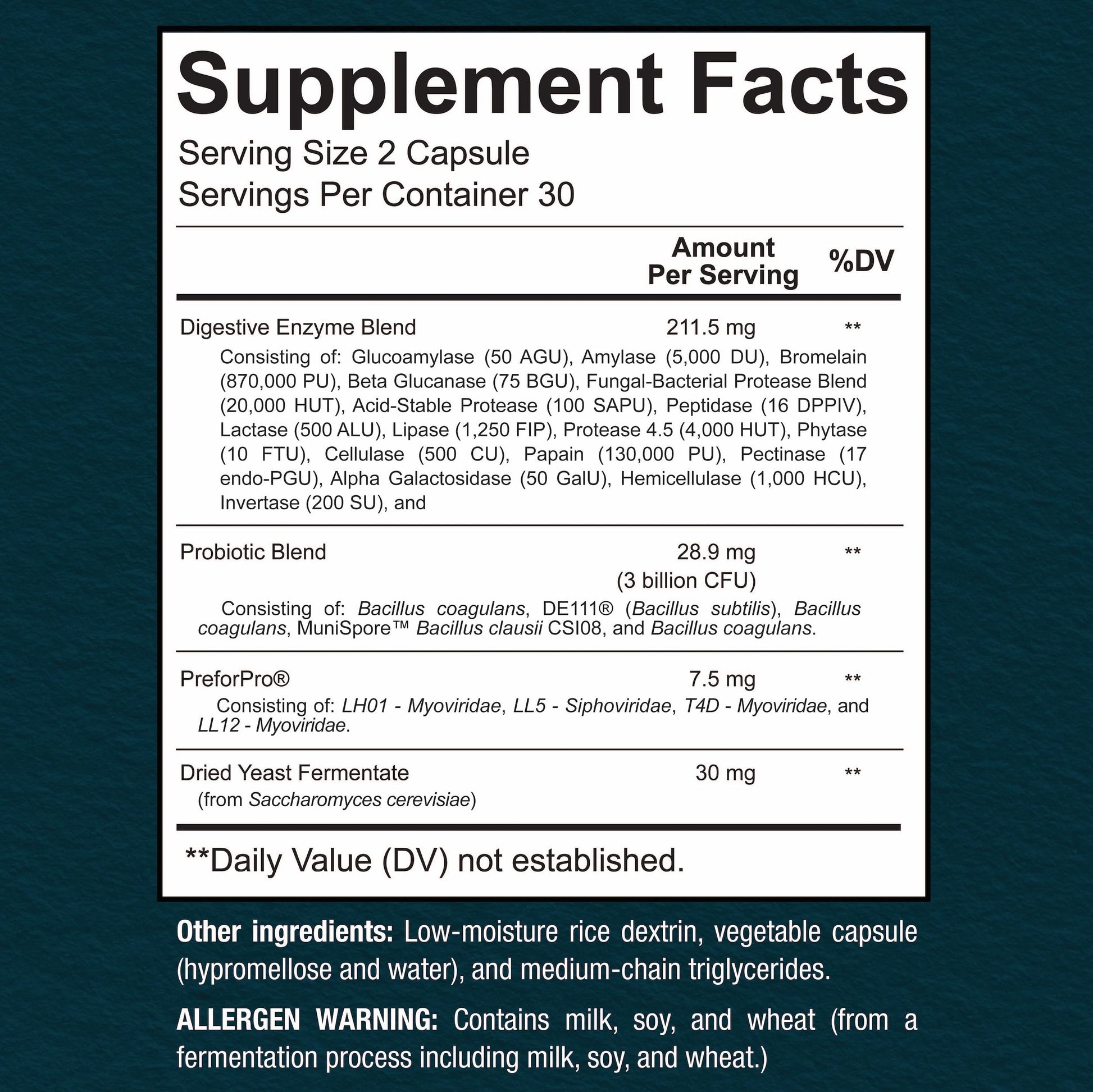 Sunergetic advanced pre pro and postbiotics with digestive enzymes supplement packaging