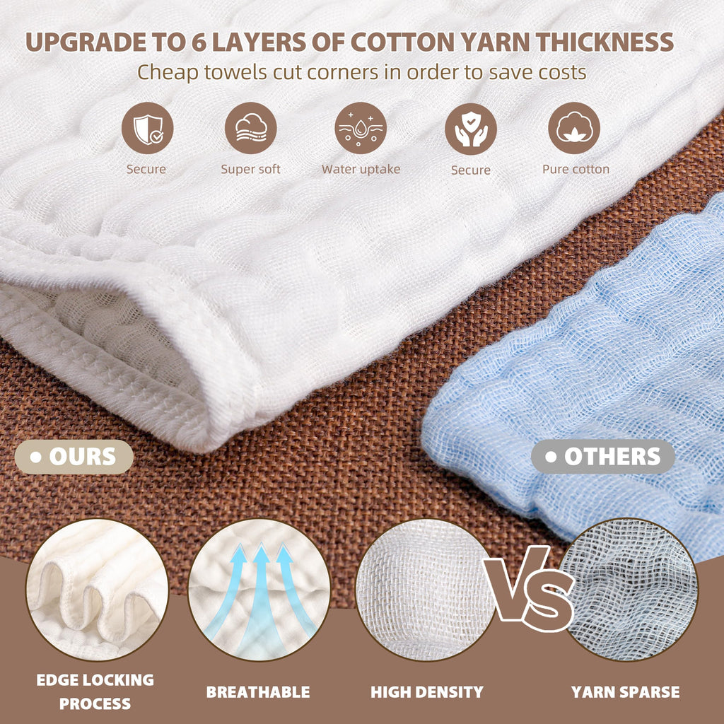 Bhytaki white cotton baby burp cloths texture close-up