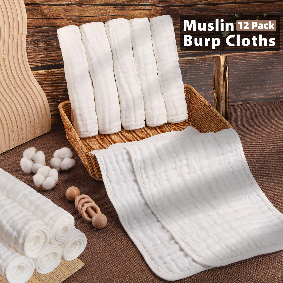 Bhytaki 12-pack muslin cloths in gift box