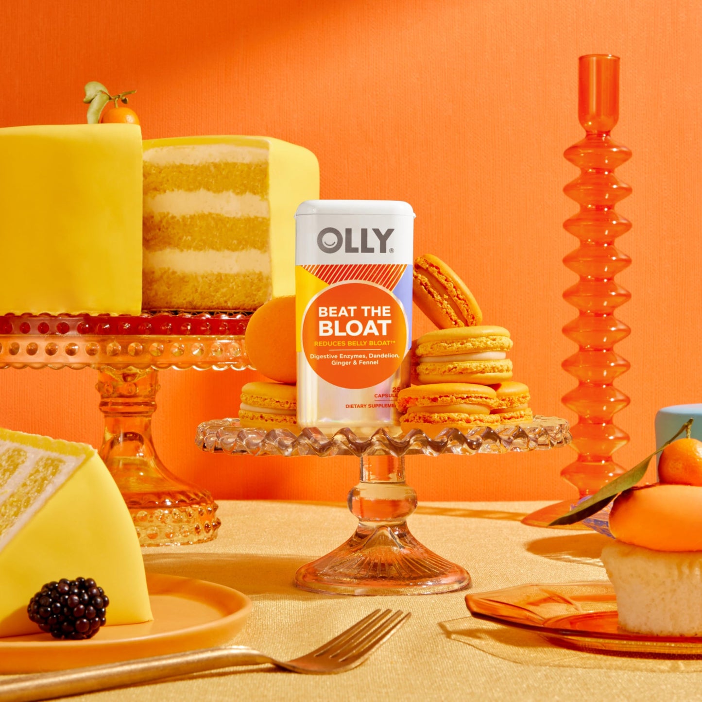 OLLY belly bloat reduction capsules containing dandelion ginger and fennel extracts