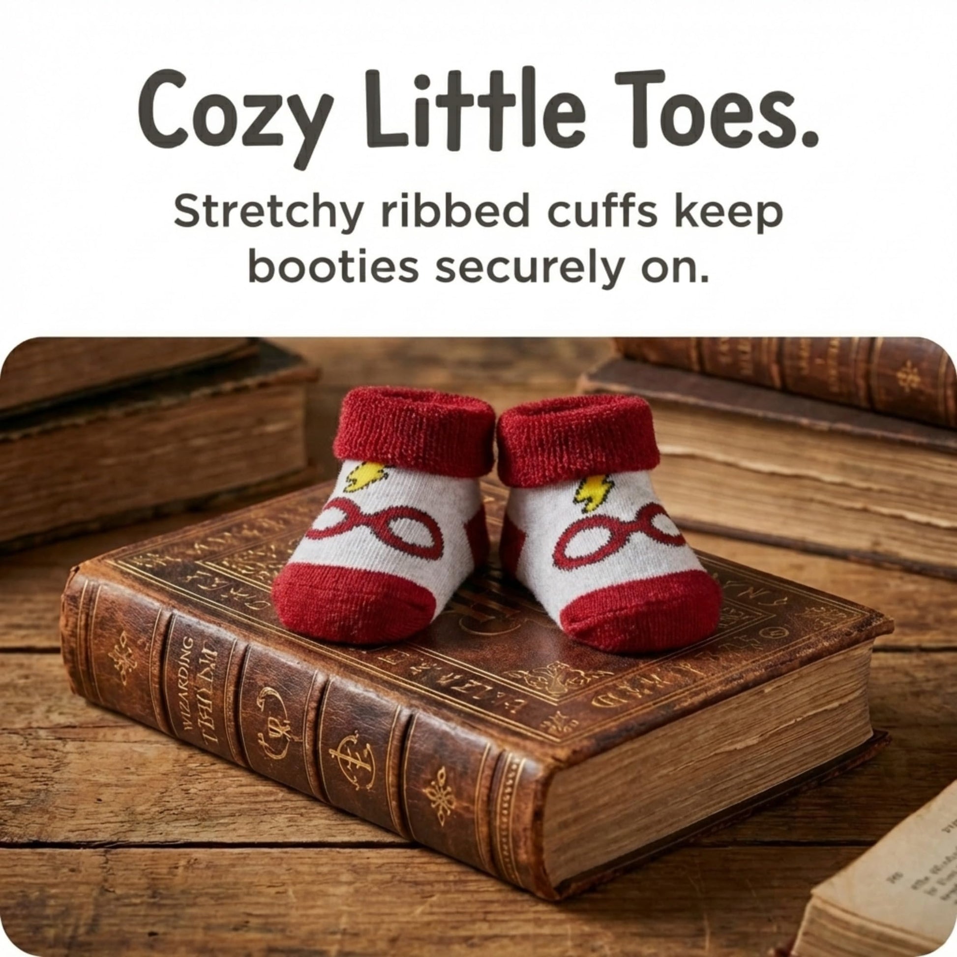 Details of knit fabric on Harry Potter baby clothing