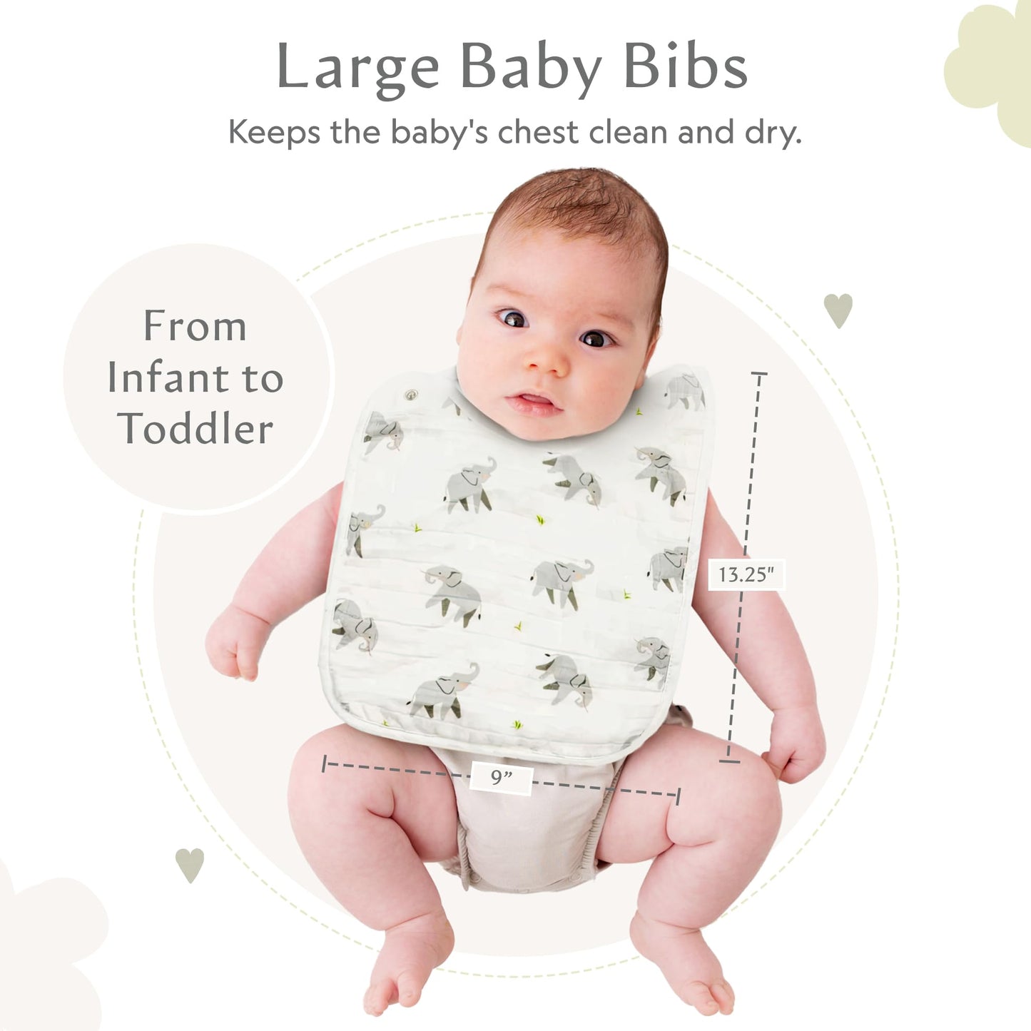 Bamboo Little bibs with adjustable snap closure detail