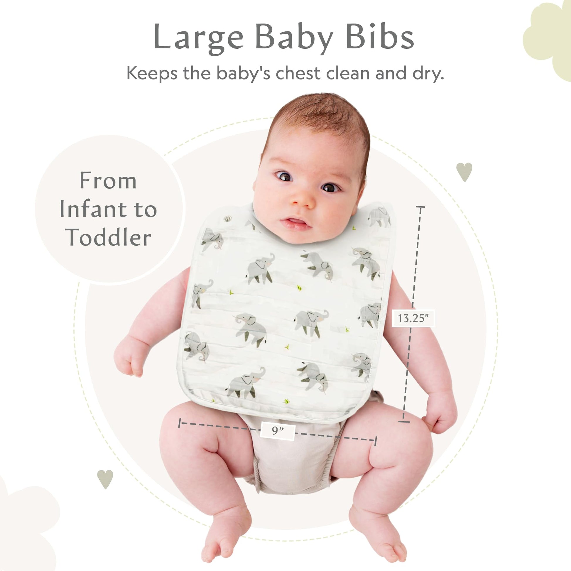 Bamboo Little bibs with adjustable snap closure detail